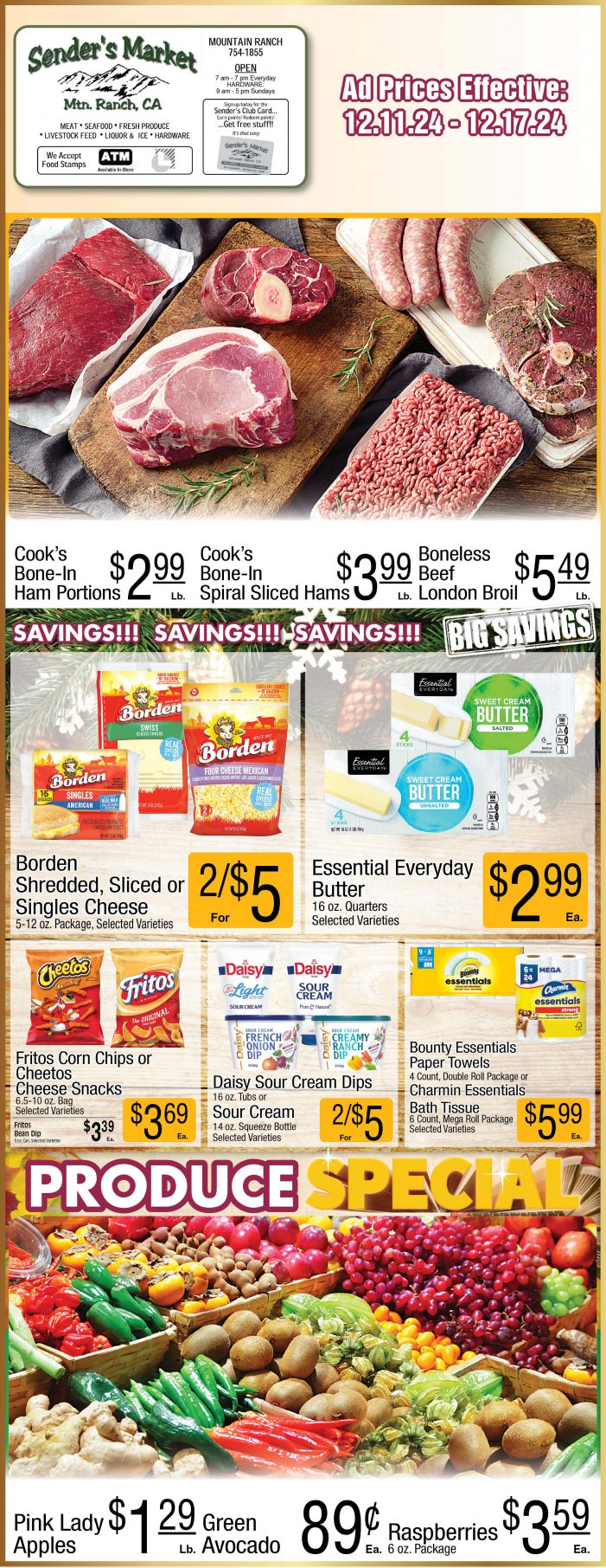 Sender’s Market Weekly Ad & Grocery Specials Through December 17th! Shop Local & Save!!