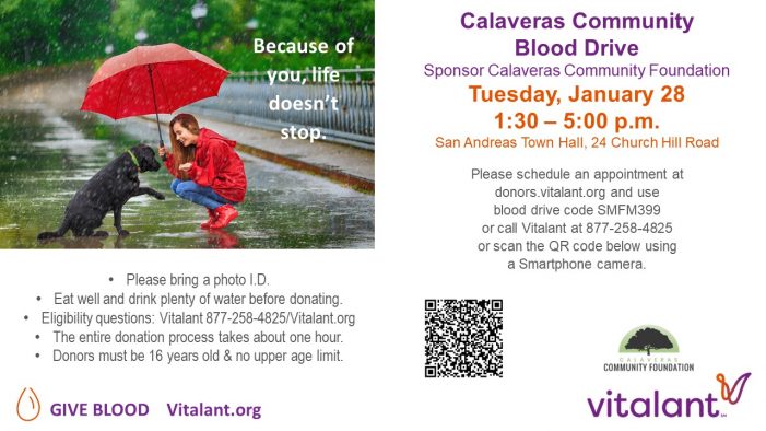 Reminder: Calaveras Community Blood Drive Going on Now, You can Make It!
