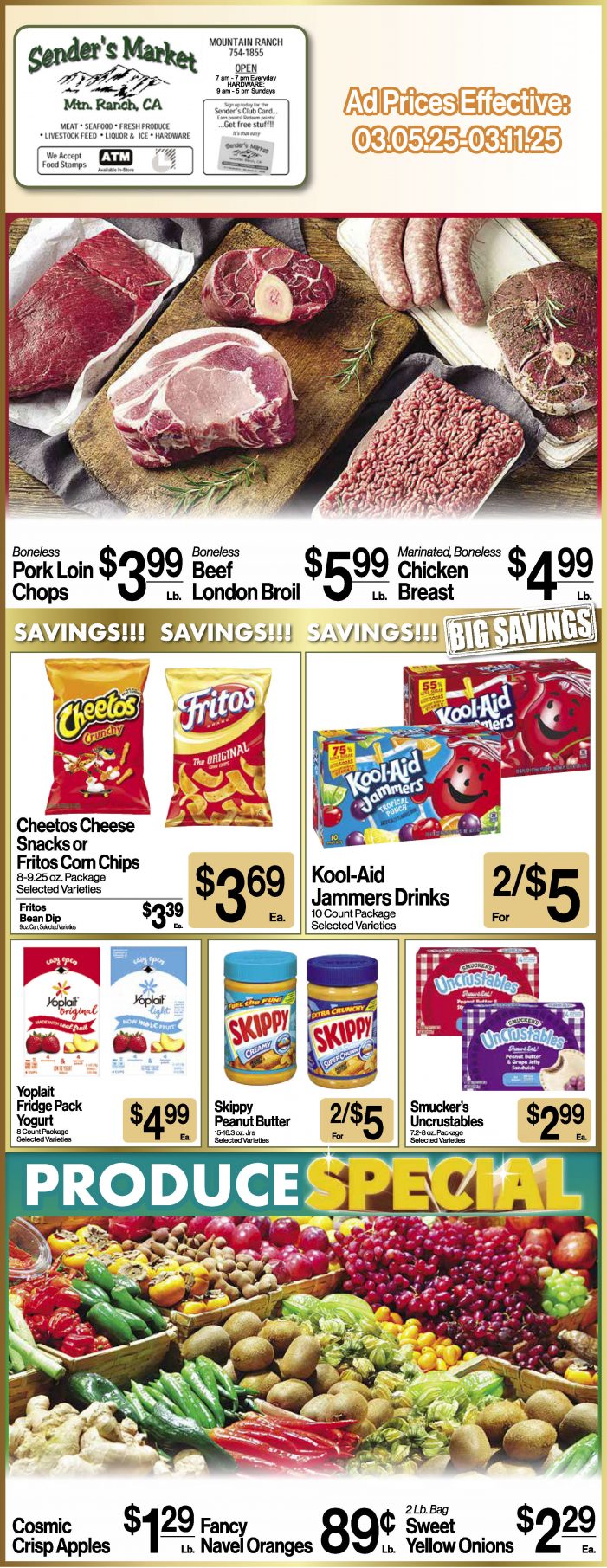 Sender’s Market Weekly Ad & Grocery Specials Through March 11th! Shop Local & Save!!