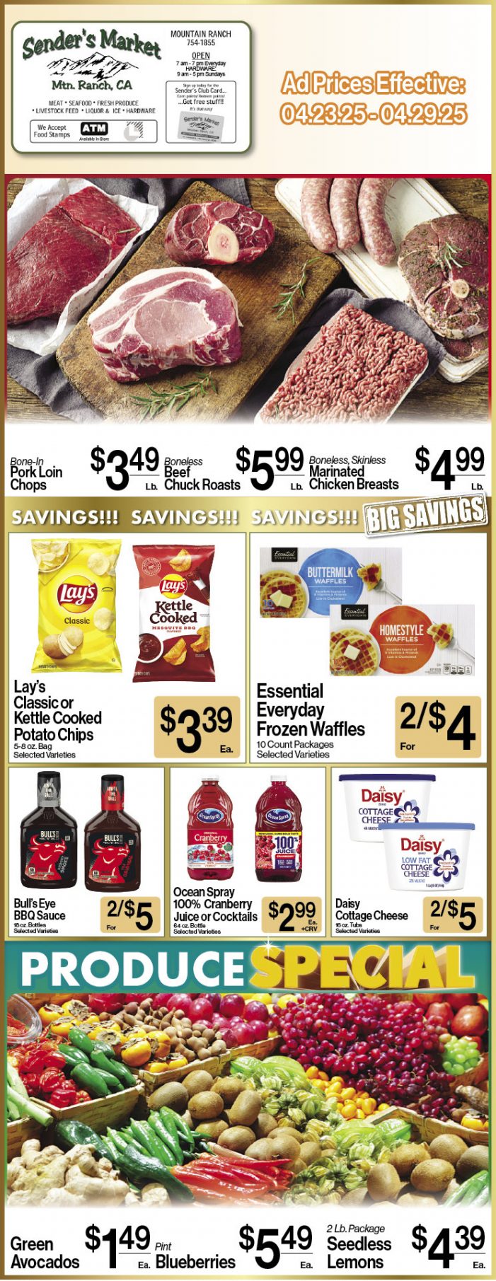 Sender’s Market Weekly Ad & Grocery Specials Through April 29th! Shop Local & Save!!