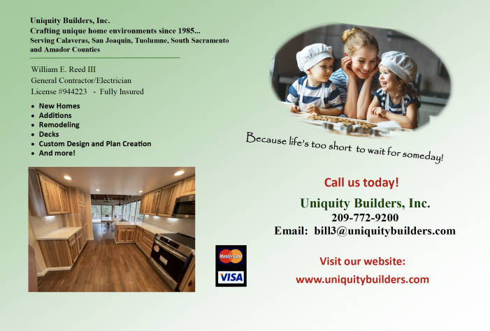 Uniquity Builders, Turning Your Dreams Into Reality Since 1985! Call 209.772.9200 & Get Started Today!