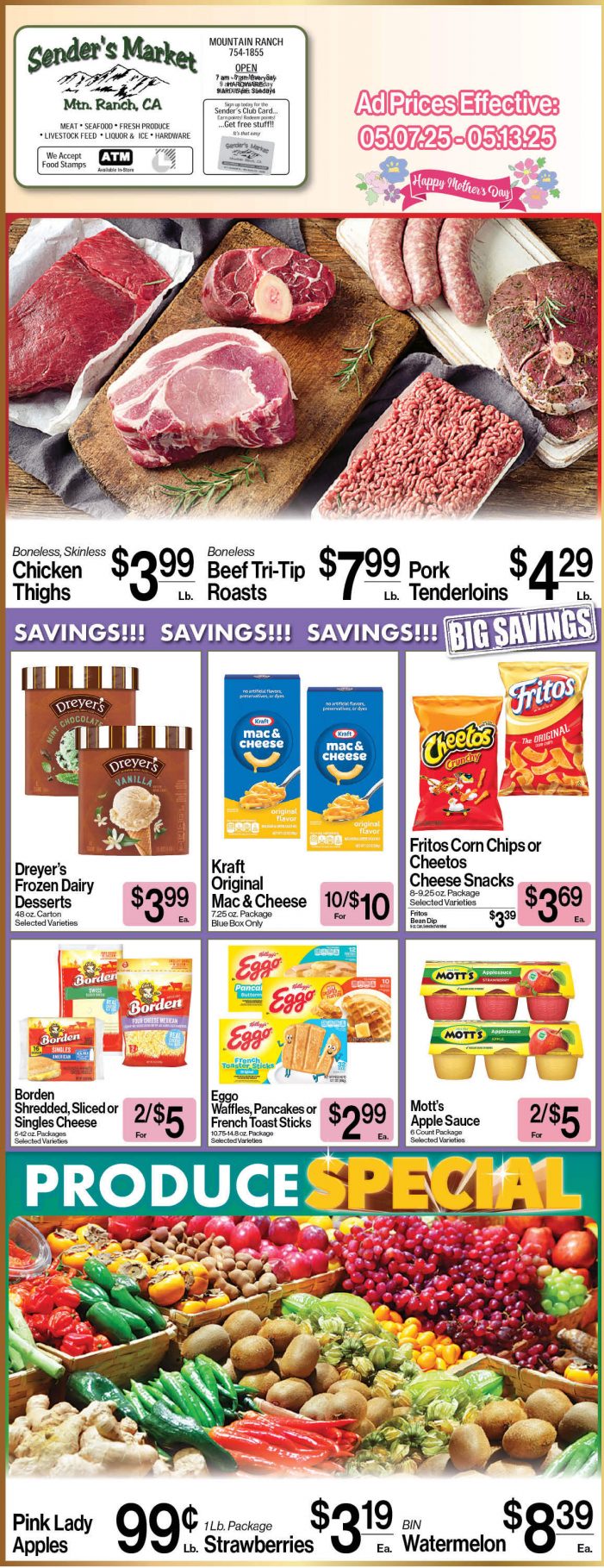 Sender’s Market Weekly Ad & Grocery Specials Through May 13th! Shop Local & Save!!