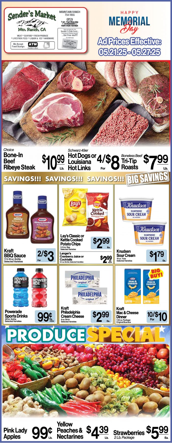 Sender’s Market Weekly Ad & Grocery Specials Through May 27th! Shop Local & Save!!