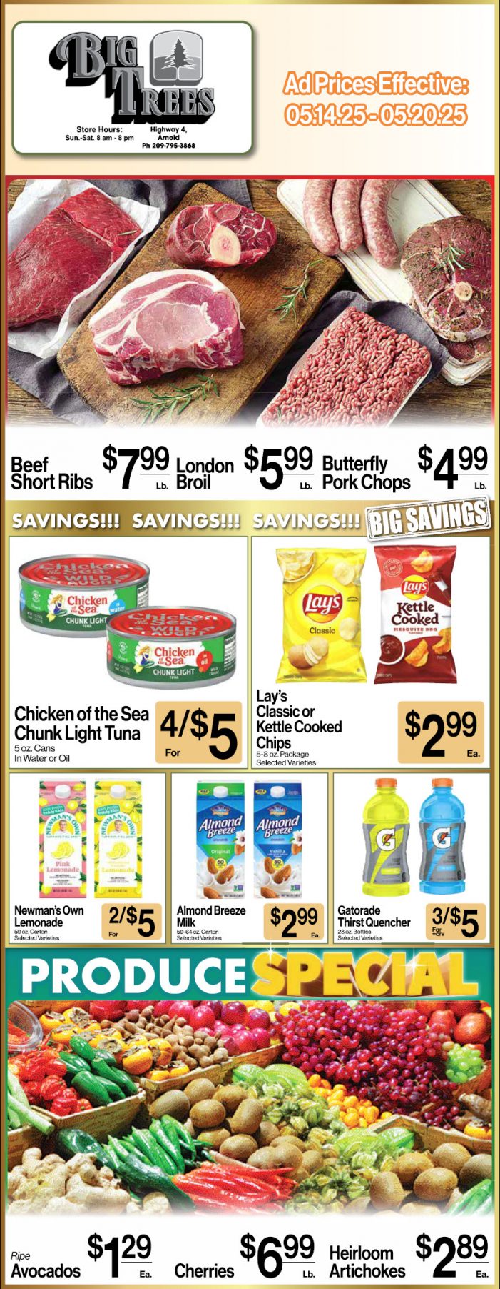 Big Trees Market Weekly Ad with Grocery, Produce, Meat & Deli Specials Through May 20th! Shop Local & Save!