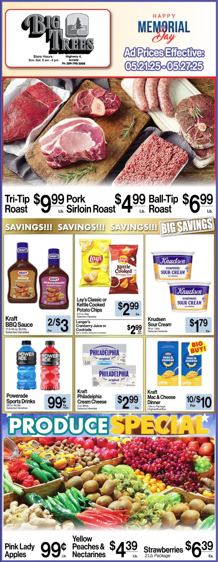 Big Trees Market Weekly Ad with Grocery, Produce, Meat & Deli Specials Through May 27th! Shop Local & Save!