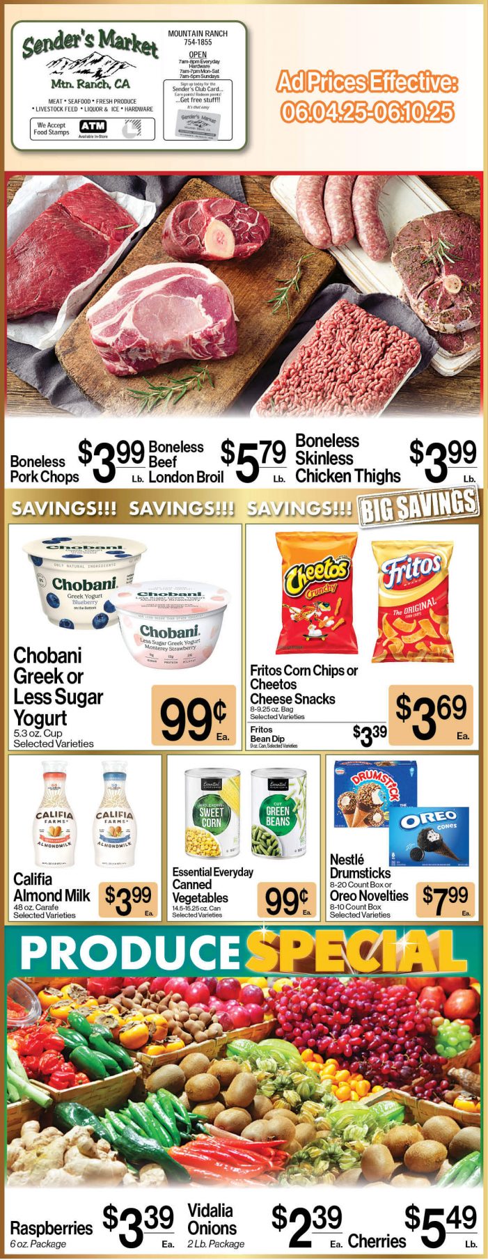 Sender’s Market Weekly Ad & Grocery Specials Through June 10th! Shop Local & Save!!