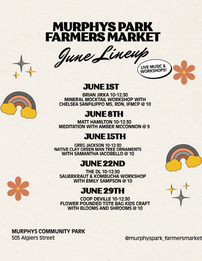Murphys Park Farmers Market Every Sunday Morning 9 – 1, Thru Oct. 26