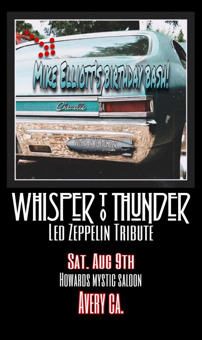 Whisper to Thunder, Premier Led Zeppelin Tribute Band August 9 at Howard’s Mystic Saloon