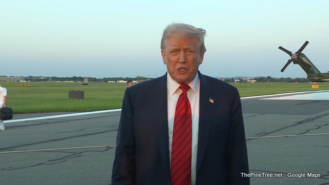 President Trump Gaggles with Press at Lehigh Valley International Airport