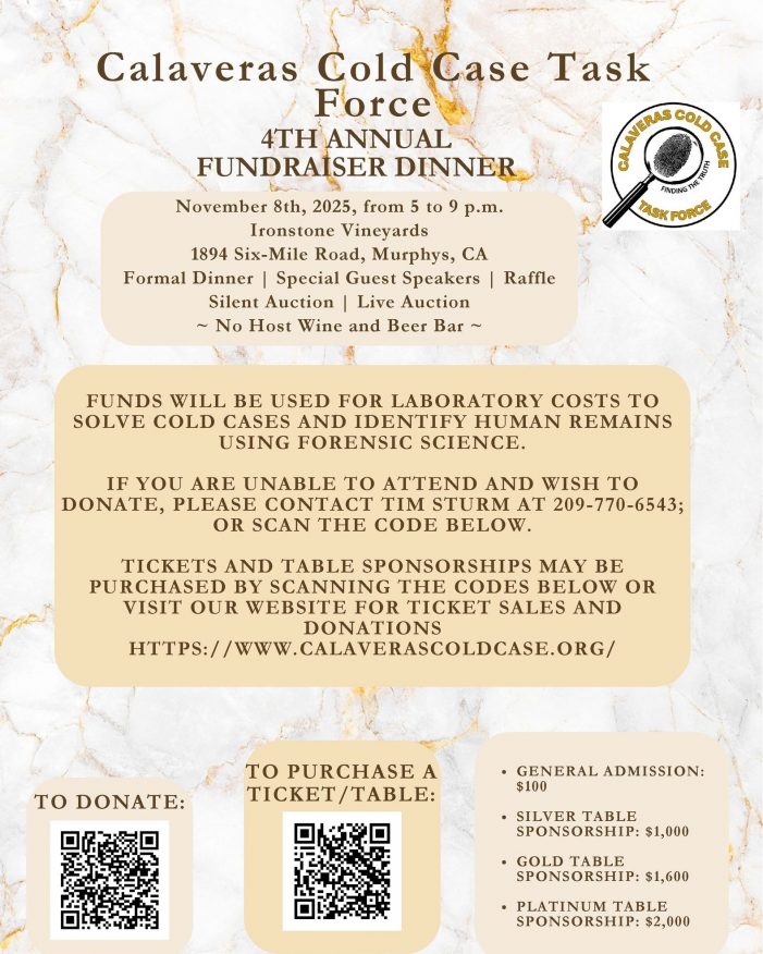 Calaveras County Cold Case Task Force 4th Annual Dinner Update Calaveras County Cold Case Task Force 4th Annual Dinner Update