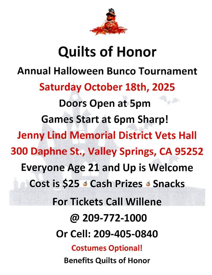 Annual Halloween Bunco Tournament Presented by Quilts of Honor Annual Halloween Bunco Tournament Presented by Quilts of Honor