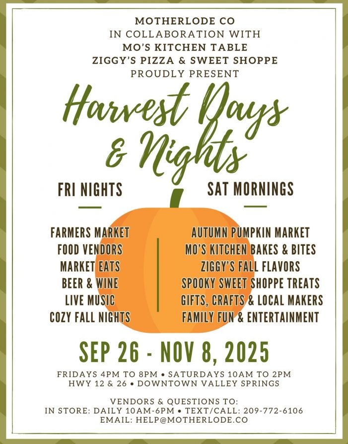 Farmers Market in Valley Springs – Saturday Morning HWY 12 & 26, Downtown Valley Springs