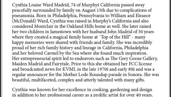 Services for Cynthia Louise Ward Madrid on November 14th