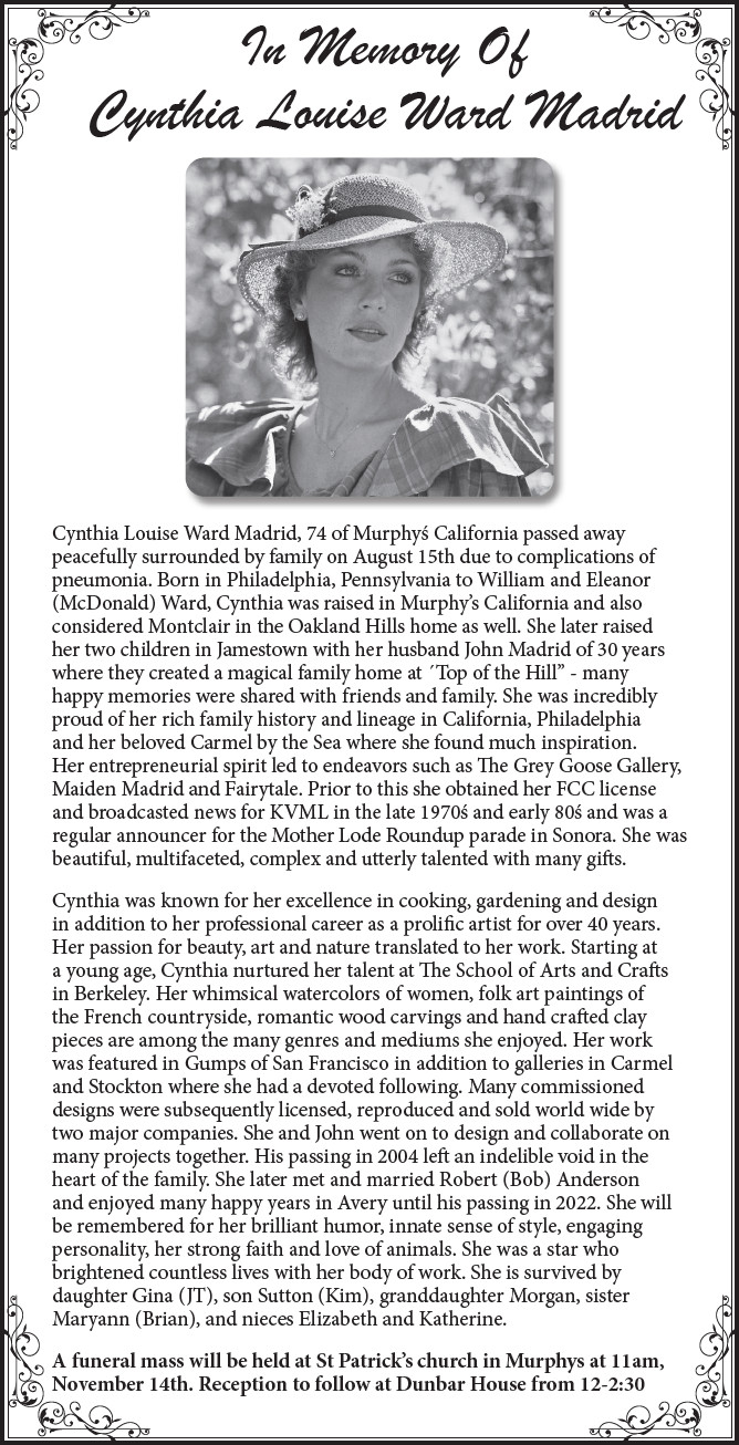 Services for Cynthia Louise Ward Madrid on November 14th Services for Cynthia Louise Ward Madrid on November 14th