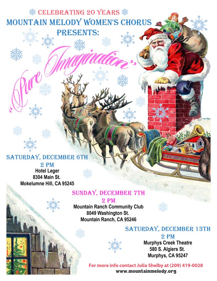 Mountain Melody Women’s Chorus Celebrates 20 Years with a Holiday Concert of “Pure Imagination,” December 6, 7, and 13, 2025