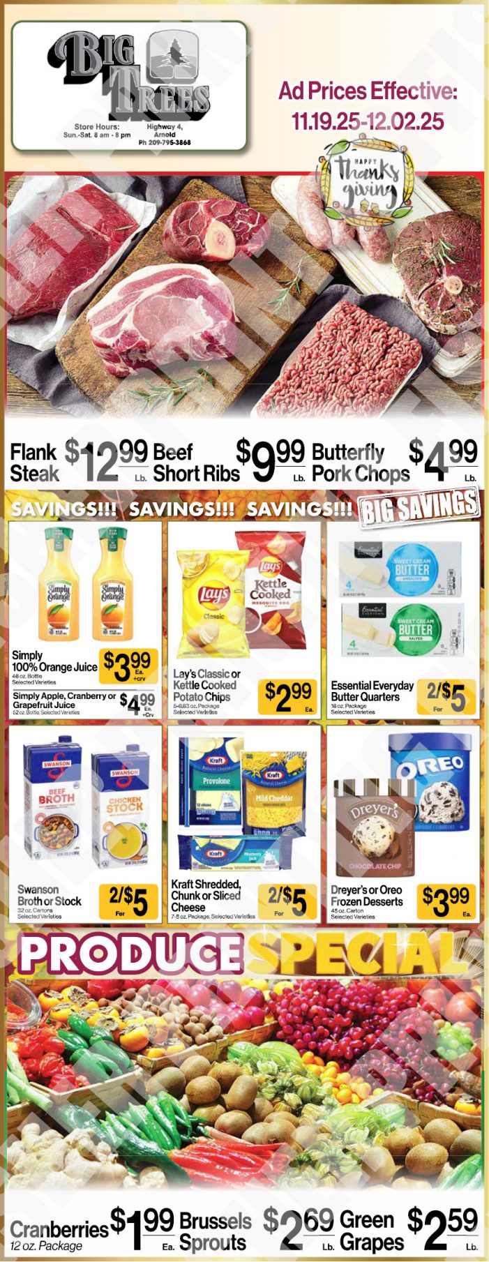 Big Trees Market Big Thanksgiving Ad with Grocery, Produce, Meat & Deli Specials Through December 2nd! Shop Local & Save!