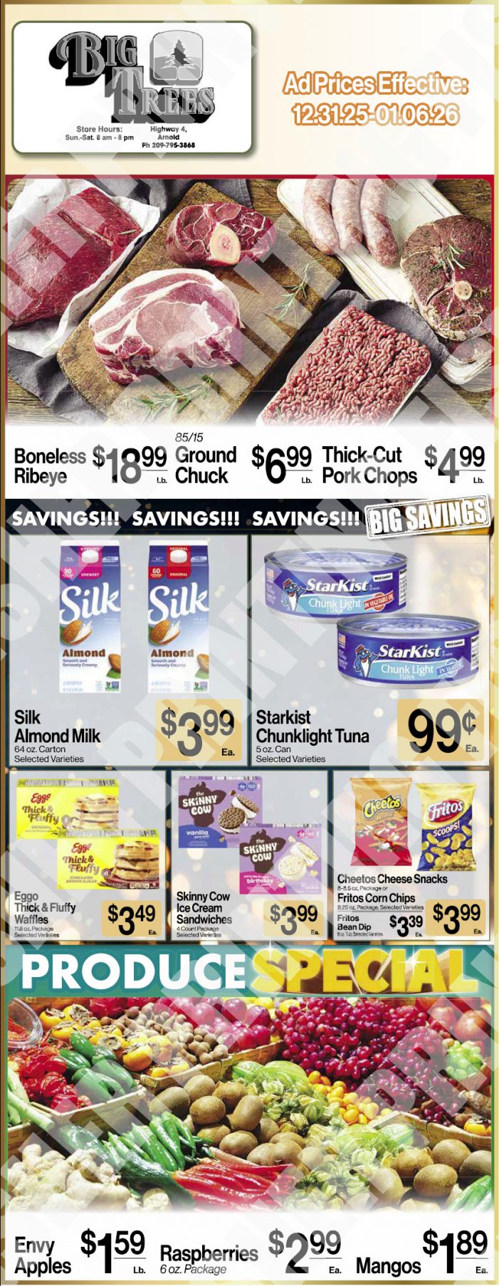 Big Trees Market Weekly Ad with Grocery, Produce, Meat & Deli Specials Through January 6th! Shop Local & Save!