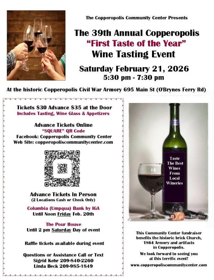 The 39th Annual “First Taste of the Year” Wine Tasting Event is February 21st.
