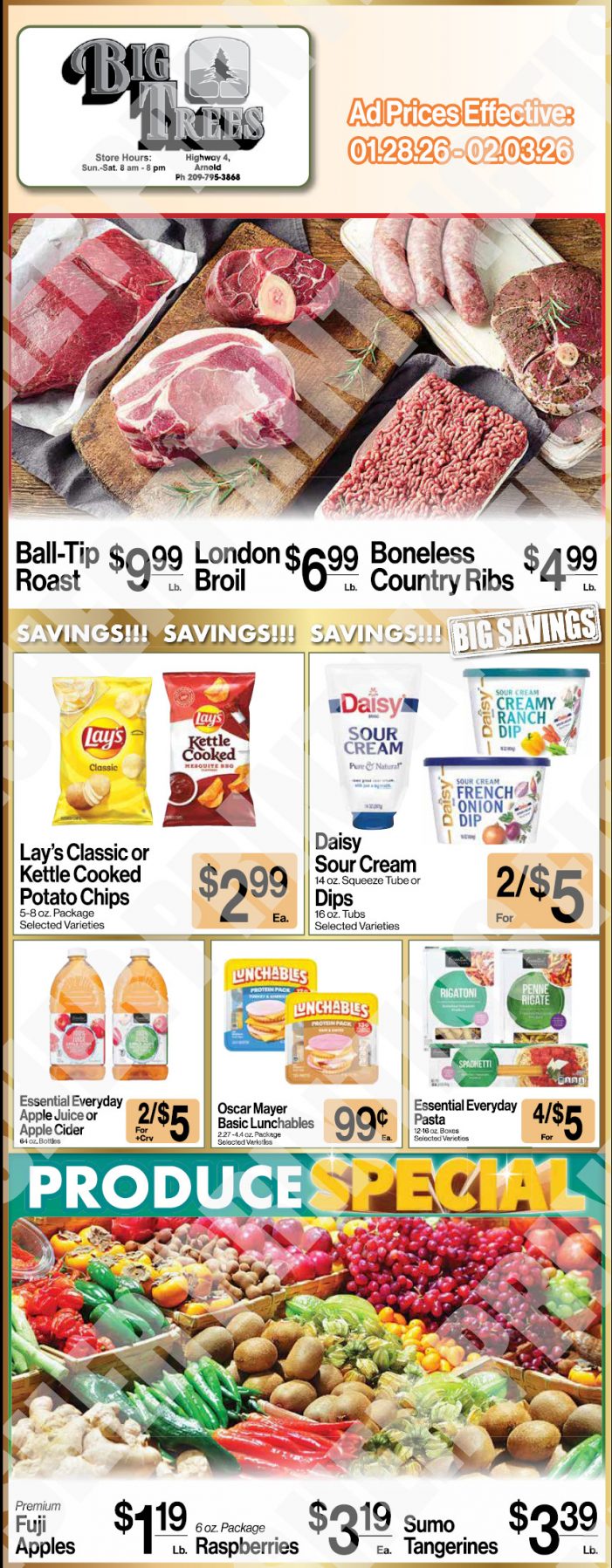 Big Trees Market Weekly Ad with Grocery, Produce, Meat & Deli Specials Through February 3rd! Shop Local & Save!