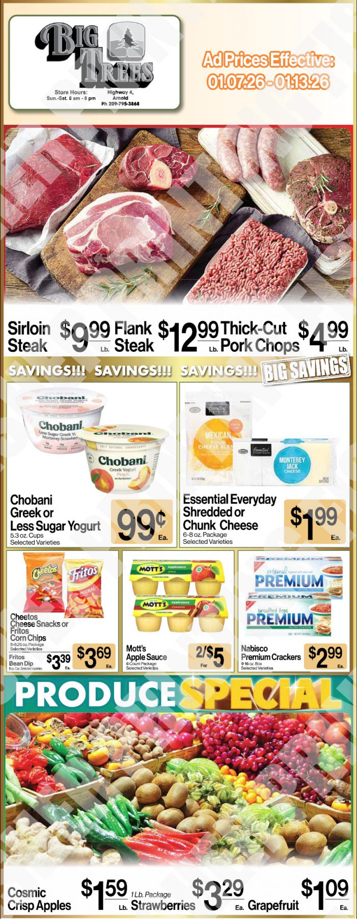 Big Trees Market Weekly Ad with Grocery, Produce, Meat & Deli Specials Through January 13th! Shop Local & Save!