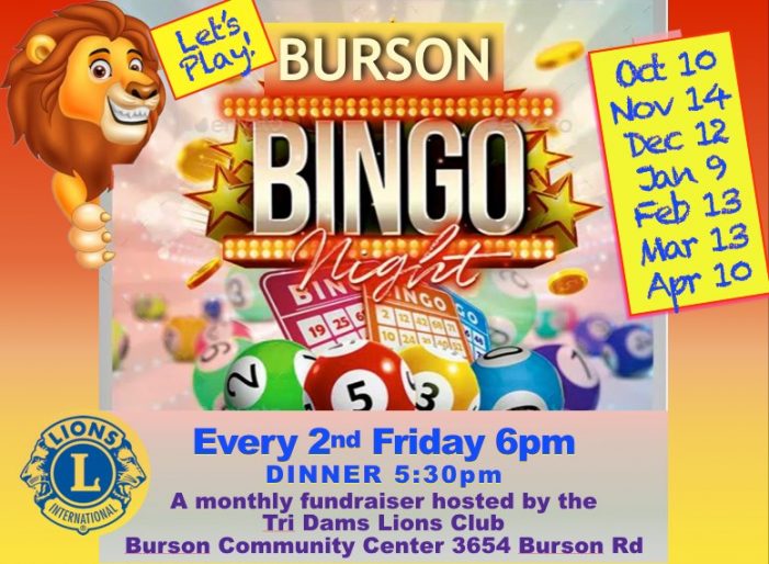Burson Bingo at Burson Community Center