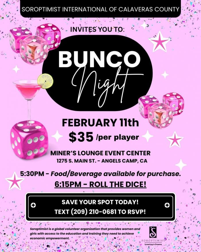 Soroptimist Bunco Night is February 11th!