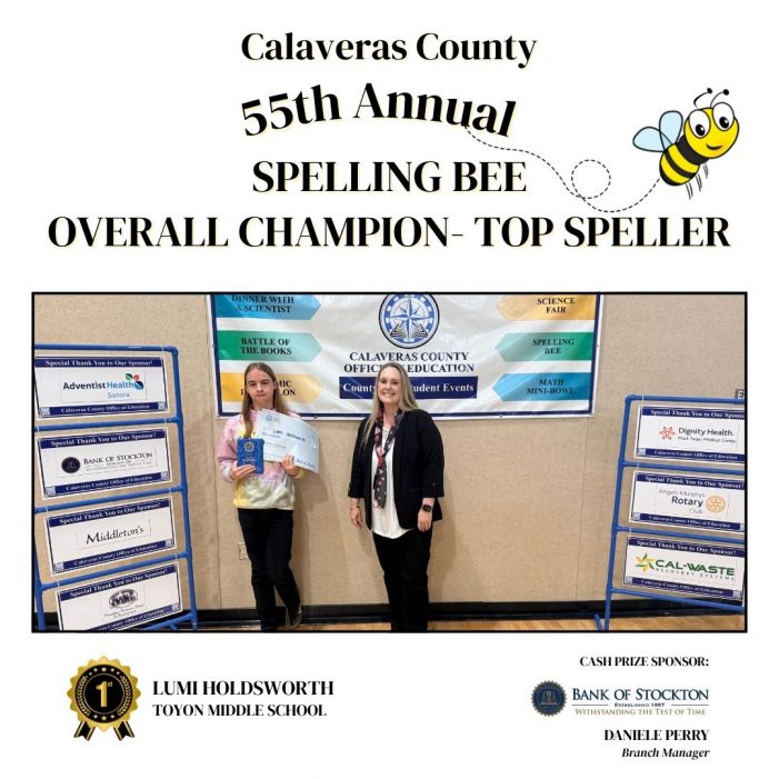 Repeat Champion Headlines 55th Annual Calaveras County Spelling Bee