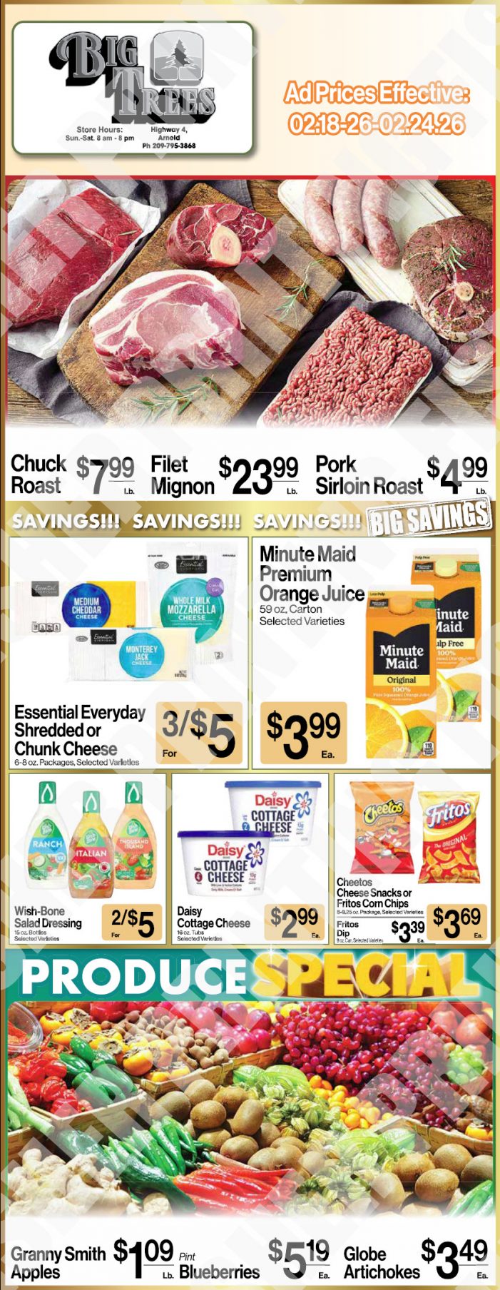Big Trees Market Weekly Ad with Grocery, Produce, Meat & Deli Specials Through February 24th! Shop Local & Save!