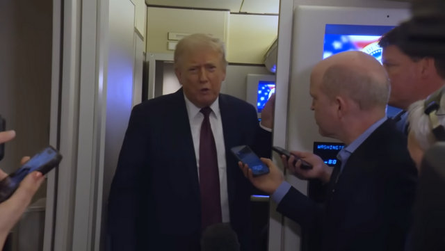 President Trump Gaggles with Press on Air Force One En Route Joint Base Andrews, Mar. 15, 2026