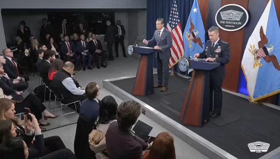 SecWar Pete Hegseth and CJCS Gen. Dan Caine, Hold a Press Briefing at the Pentagon