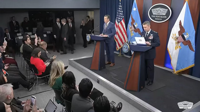Secretary of War Pete Hegseth and Chairman of the Joint Chiefs of Staff Gen. Dan Caine Hold a Press Briefing