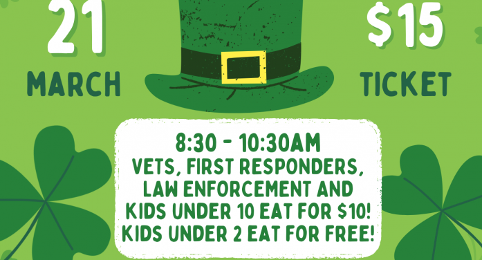 Irish Day Pancake Breakfast March 21 @ 8:30 am – 10:30 am!!