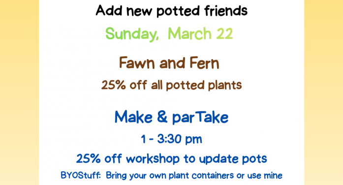 Join Fawn and Fern & Mark & parTake this Sunday!!