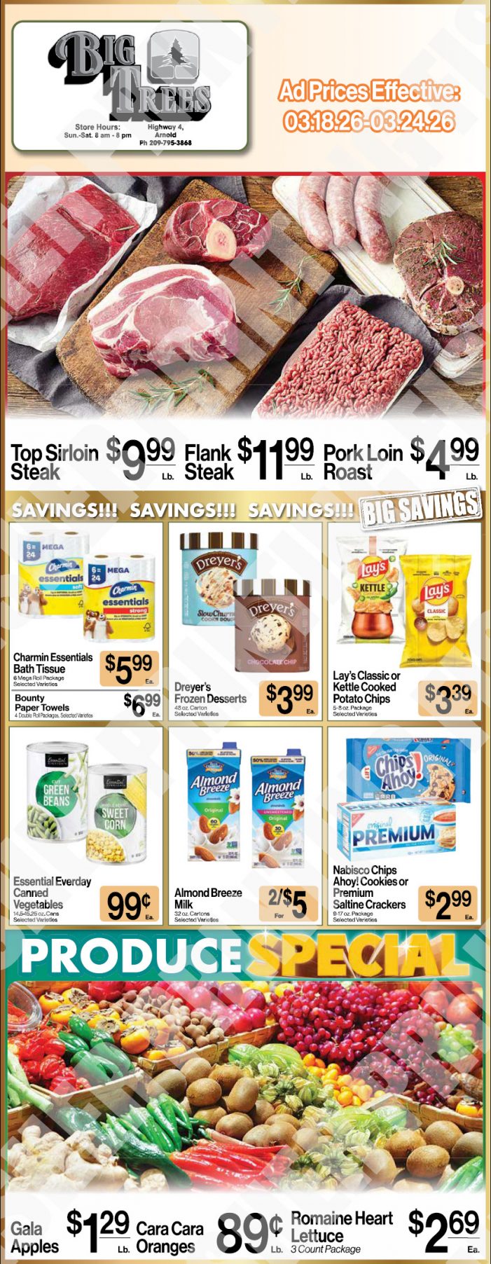 Big Trees Market Weekly Ad with Grocery, Produce, Meat & Deli Specials Through March 24th! Shop Local & Save!