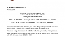 Underground Utility Work Closes Pine Drive