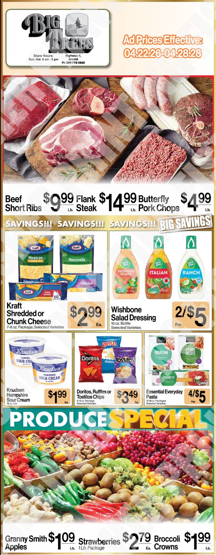 Big Trees Market Weekly Ad with Grocery, Produce, Meat & Deli Specials Through April 28th! Shop Local & Save!