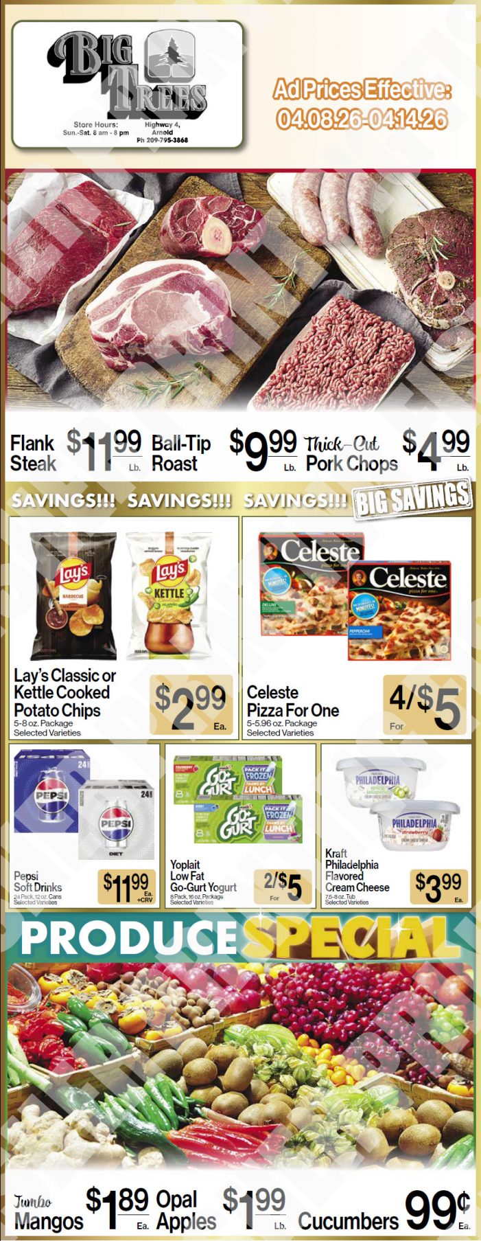 Big Trees Market Weekly Ad with Grocery, Produce, Meat & Deli Specials Through April 14th! Shop Local & Save!