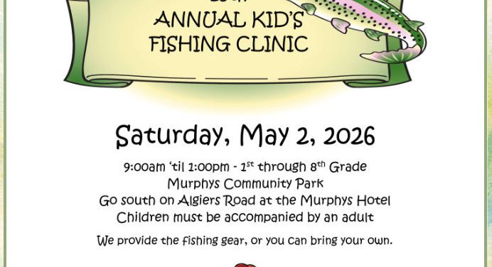 The 25th Annual Kid’s Fishing Derby!!  May 2nd, Murphys Community Park!