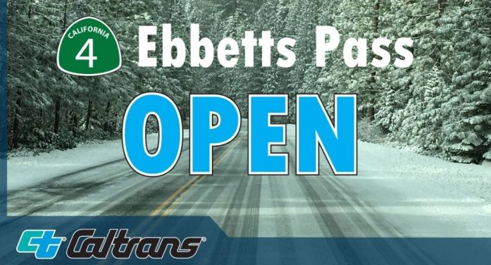 Hwy 4 Over Ebbetts Pass Reopens Tomorrow at 1pm!  Let Summer Begin!