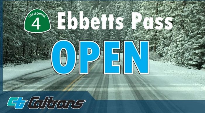 Hwy 4 Over Ebbetts Pass Reopens Tomorrow at 1pm!  Let Summer Begin!