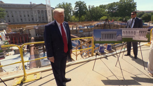 President Trump Visits White House Ballroom Construction