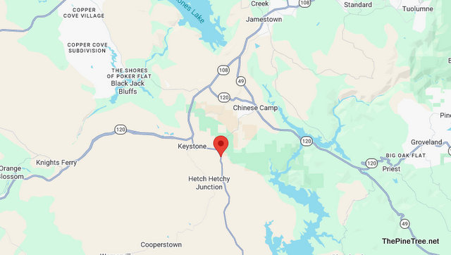 Traffic Update….Big Rig Off Roadway & Pulled Down Powerlines Near J59 / Old Don Pedro Rd