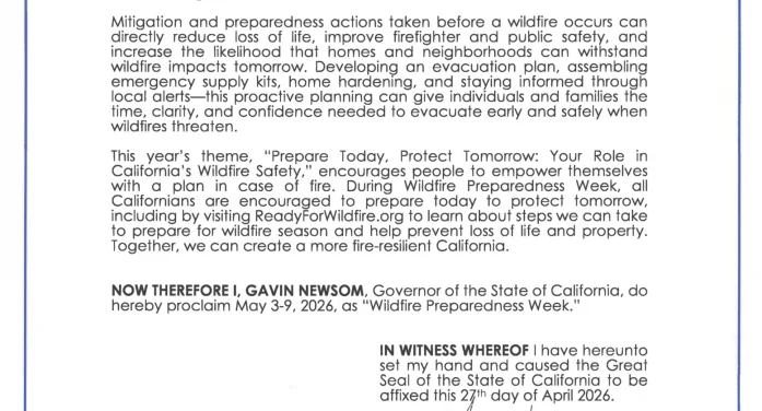 Governor Newsom Proclaims Wildfire Preparedness Week as He Says “State Doubles Down on Wildfire Readiness”