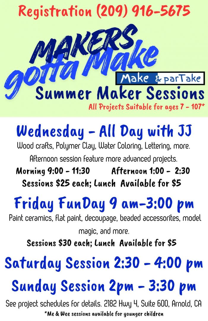 Summer Sessions are Here at Make & Partake!  Sign Up Today!