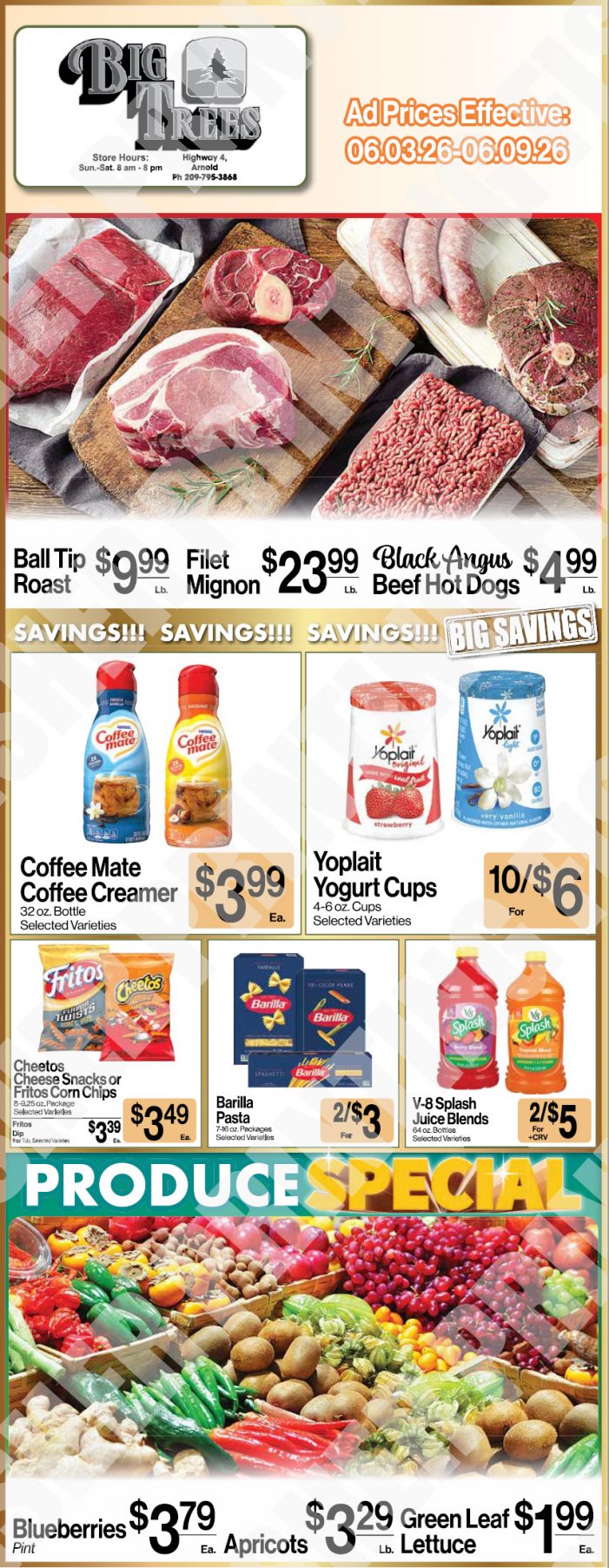 Big Trees Market Weekly Ad with Grocery, Produce, Meat & Deli Specials Through June 9th! Shop Local & Save!