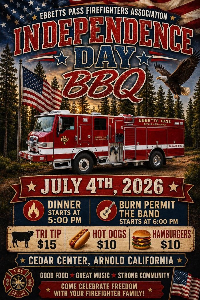 Ebbetts Pass Firefighters Association to Host Independence Day BBQ