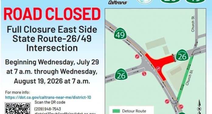 Caltrans To Begin State Route 26/49 Intersection