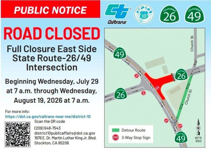 Caltrans To Begin State Route 26/49 Intersection Roundabout