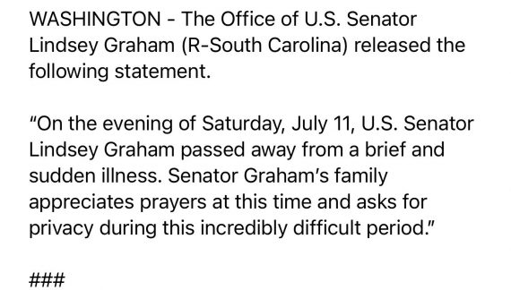 Senator Lindsey Graham Has Died