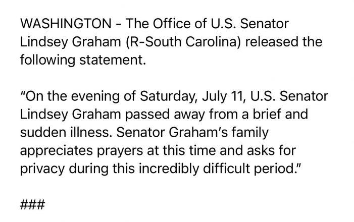 Senator Lindsey Graham Has Died